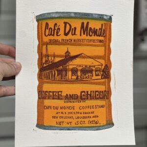 "Cafe Du Monde" 11"x14" Reduction Linocut Kitchen Art