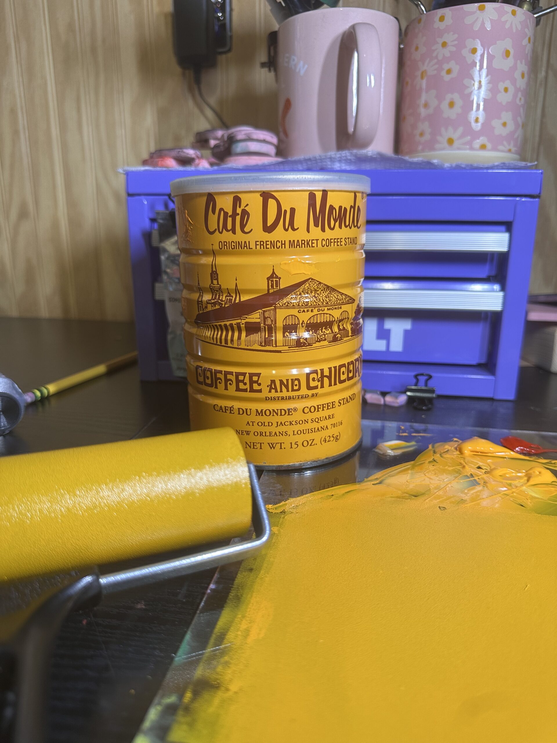 "Cafe Du Monde" 11"x14" Reduction Linocut Kitchen Art - Image 4