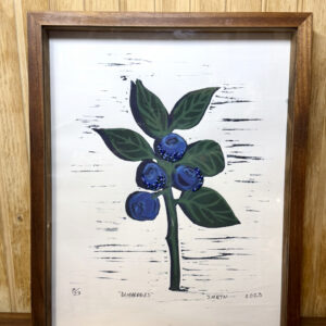 Blueberry Reduction Linocut Kitchen Art