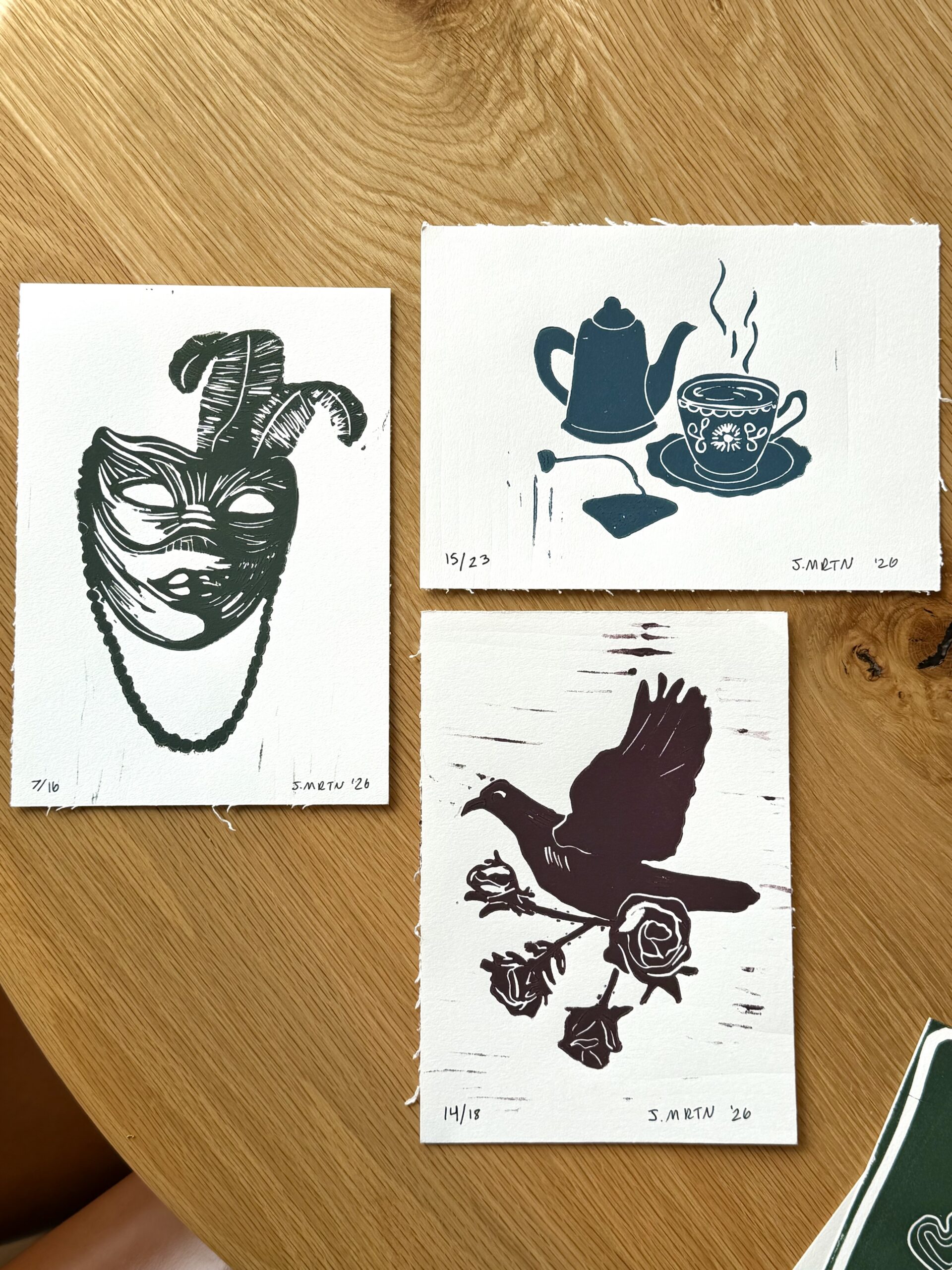 Tea Time Scene Linocut Artwork - Image 3
