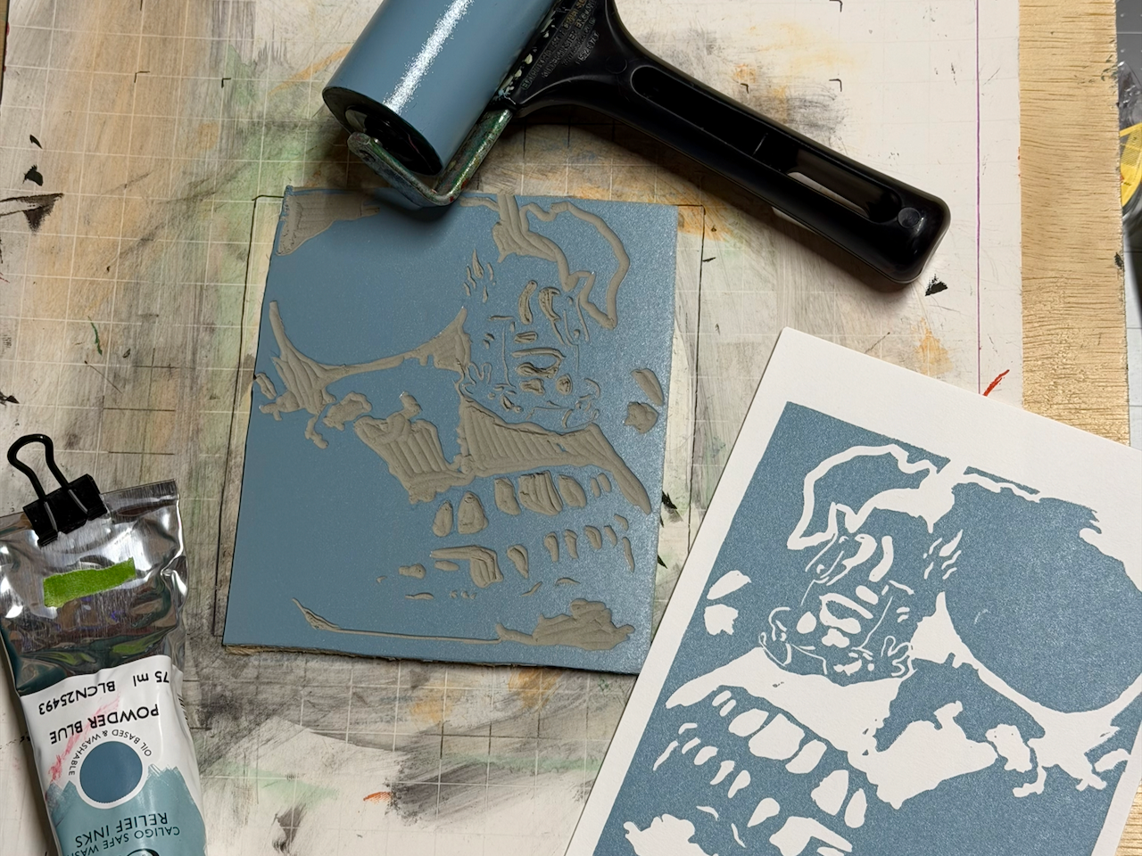 Skull & Frog Linocut Artwork - Image 4
