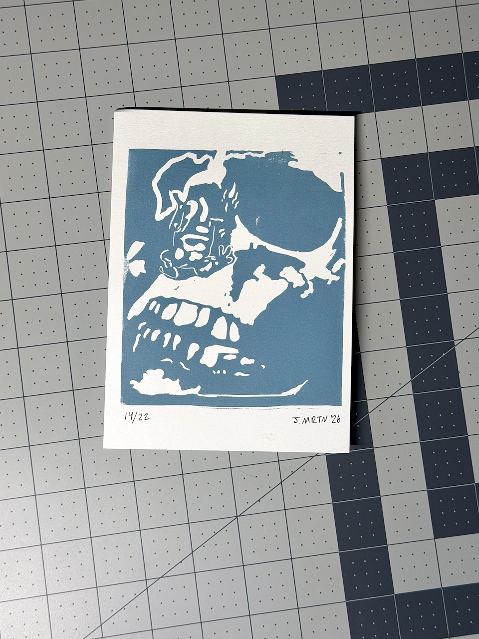 Skull & Frog Linocut Artwork