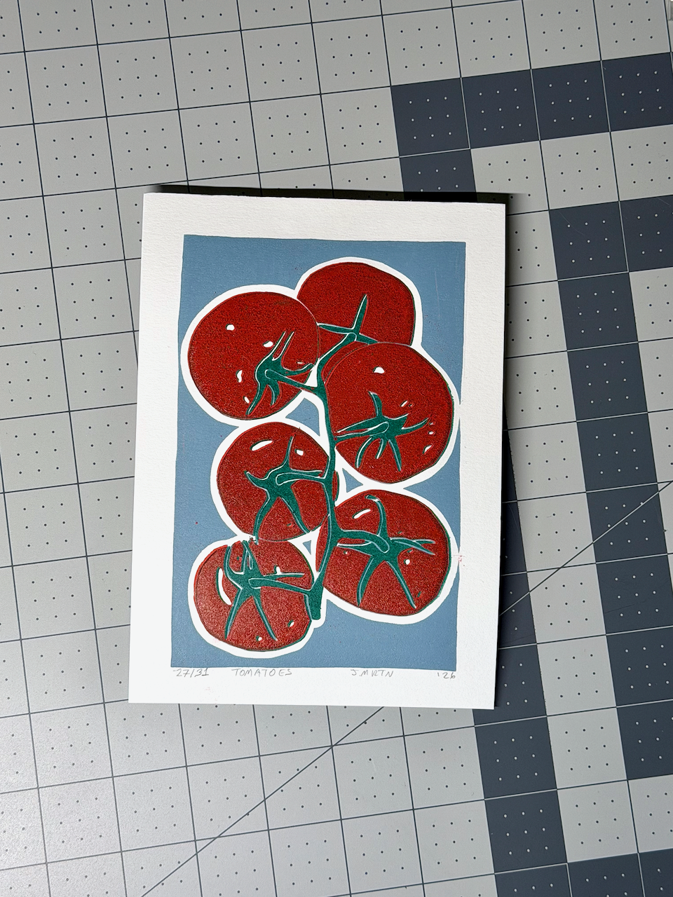 Tomato Linoprint Artwork