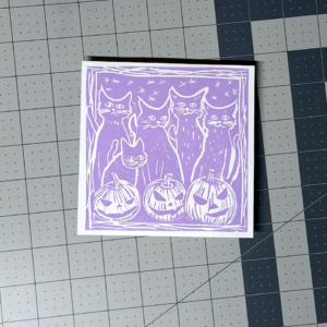 Cats & Pumpkins Block Print Artwork