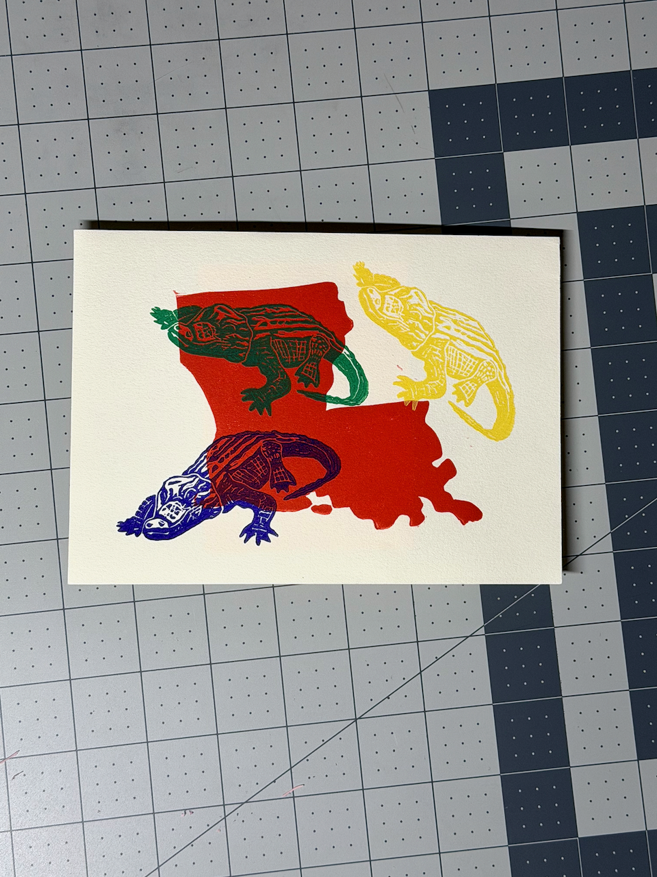 Mardi Gras Louisiana Block Print Artwork