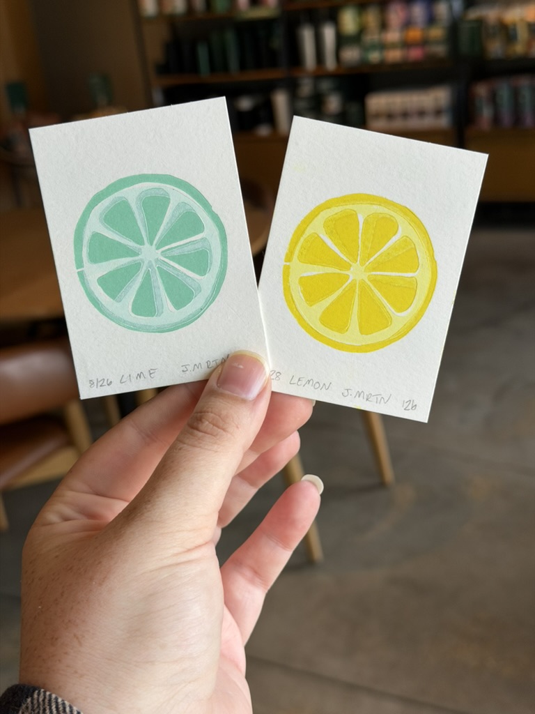 Lime Slice ACEO Block Print - Image 5